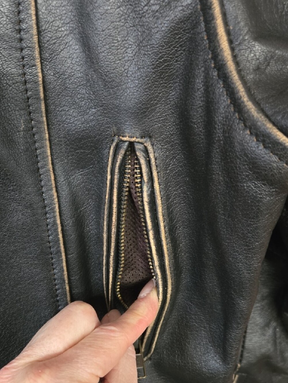 Element DK Brown/Black Leather Jacket with Cream Stripes - Picture 3 of 12